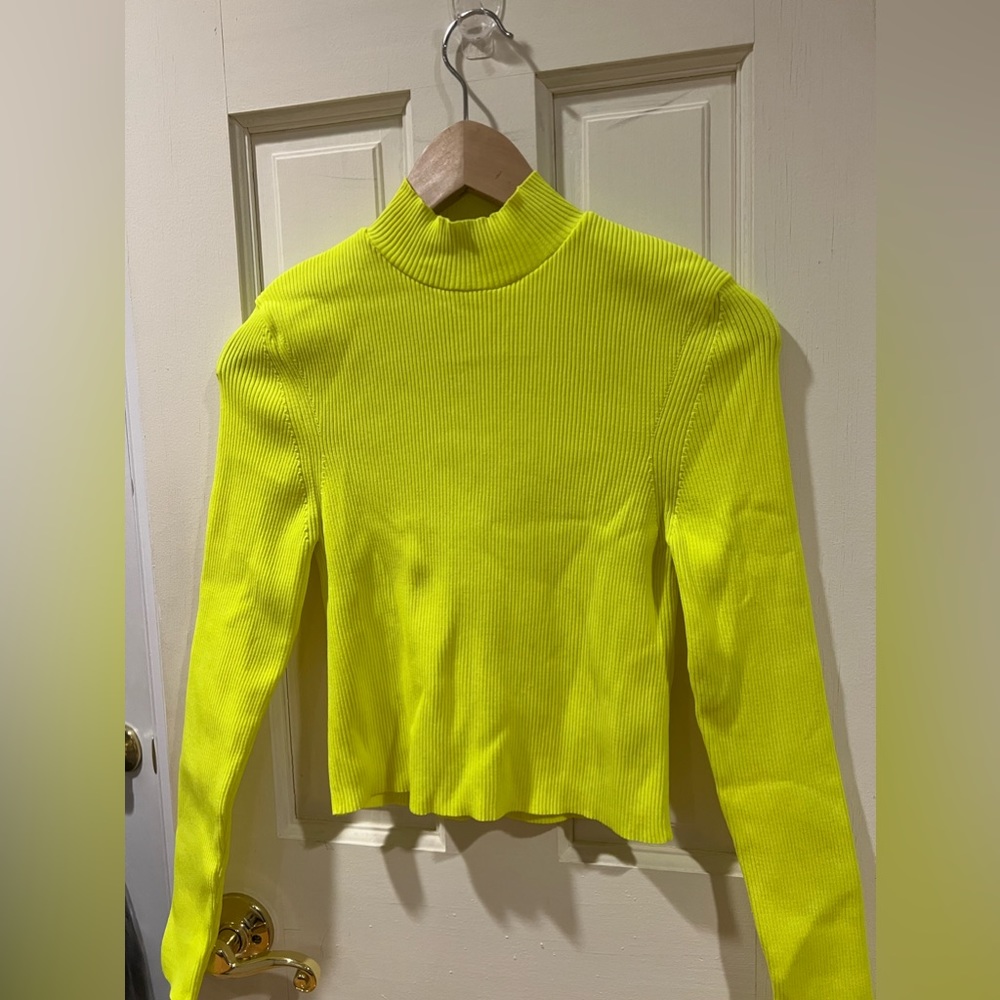 ZARA Ribbed Neon Mock Neck